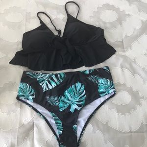 Black and green bikini